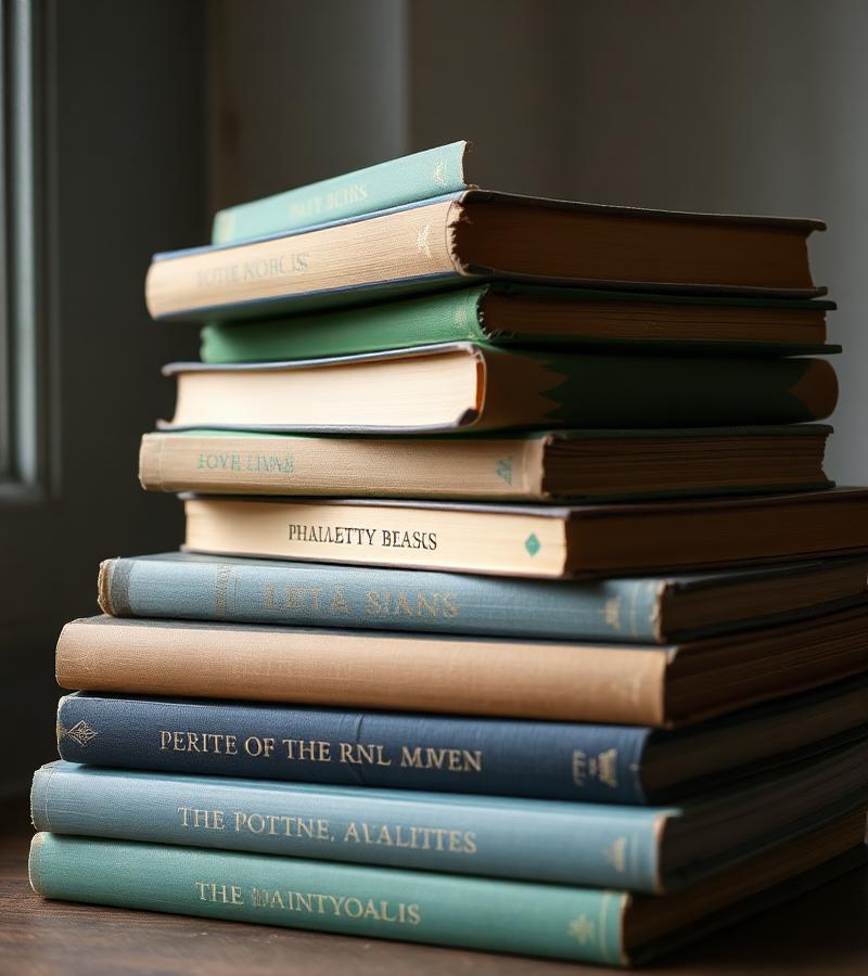 Stack of vintage poetry volumes
